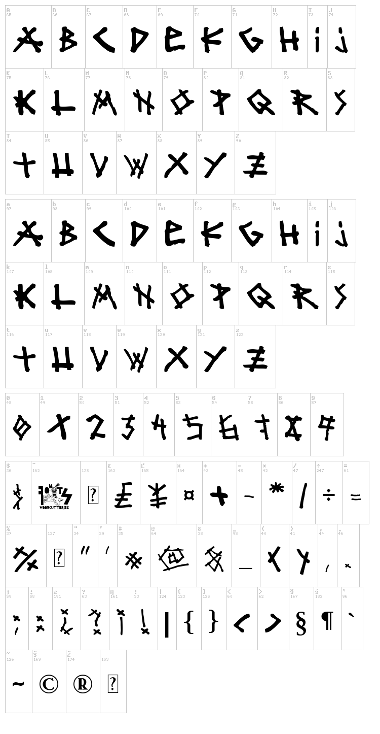 Mister Bambu font map